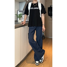 夏季薄款宽松百搭显瘦阔腿裤，A061-AX10004-特P40-视频截图，男装休闲裤，电商A061