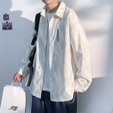 2025春款高级暗纹印花大码潮牌男休闲宽松衬衫外套C3511-P40，男装衬衫，电商A001-1