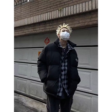 百搭新款时尚潮流慵懒流行原版贴布刺绣加厚假两件棉服气质日系，男装棉衣，星座506A
