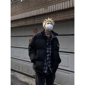百搭新款时尚潮流慵懒流行原版贴布刺绣加厚假两件棉服气质日系图片