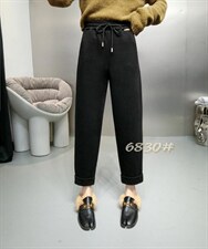 加绒针织休闲裤，女装休闲裤，欧夏丽