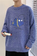 ！2023秋冬男士圆领毛衣加厚百搭印花针织衫毛线M205P45图片