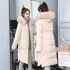 冬季羽绒棉服女中长款2025新款棉衣收腰修身显瘦时尚加厚学生棉袄，女装棉衣/棉服，关键词