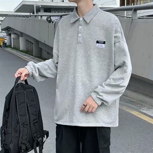 新款翻领卫衣2021新款嘻哈套头上衣ins潮流长袖polo衫 W1860-P35图片