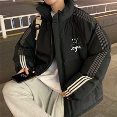 港风冬季新款织带立领笑脸羽绒服男潮宽松印花YR6111P225控268，男装羽绒服，电商A268A