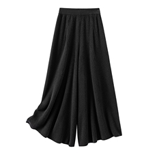 极简风高腰羊毛阔腿裤女灰色垂感显瘦百搭保暖裙裤宽松休闲大摆裤，女装休闲裤，阿娇羊绒