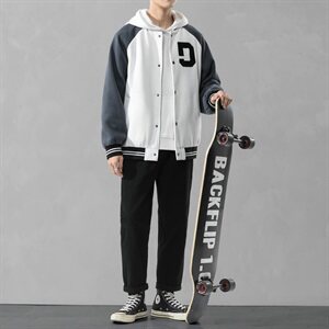 休闲运动套装男士潮流韩版帅气2021春秋季夹克外套搭配潮DF157T图片