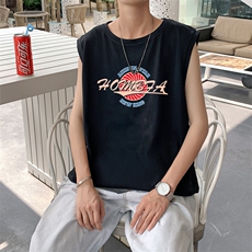 ！港风2023夏季无袖背心男加肥加大码宽松短袖T恤男BX262-P20，男装背心/马甲，电商B371