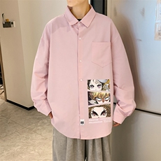 春季长袖衬衫男宽松港风衬衣男外套男CSCS287-P35，男装衬衫，电商B371