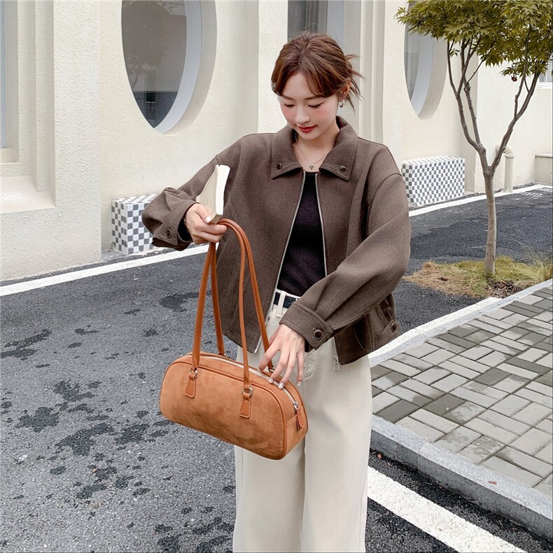 淡人穿搭轻熟风设计感翻领夹克女短款2025秋新款复古时尚休闲外套,女装短外套,2C135