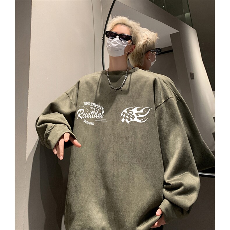 抖音得物供货提供视频秋冬重磅美式麂皮绒圆领卫衣JY381,男装卫衣,电商A486