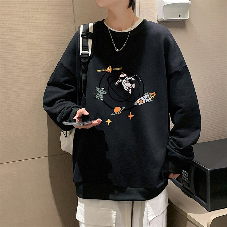 S6142-P28加绒款-P33秋季圆领卫衣男大码韩版宽松长袖外套,男装卫衣,电商A040
