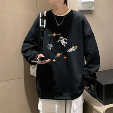 S6142-P28加绒款-P33秋季圆领卫衣男大码韩版宽松长袖外套，男装卫衣，电商A040