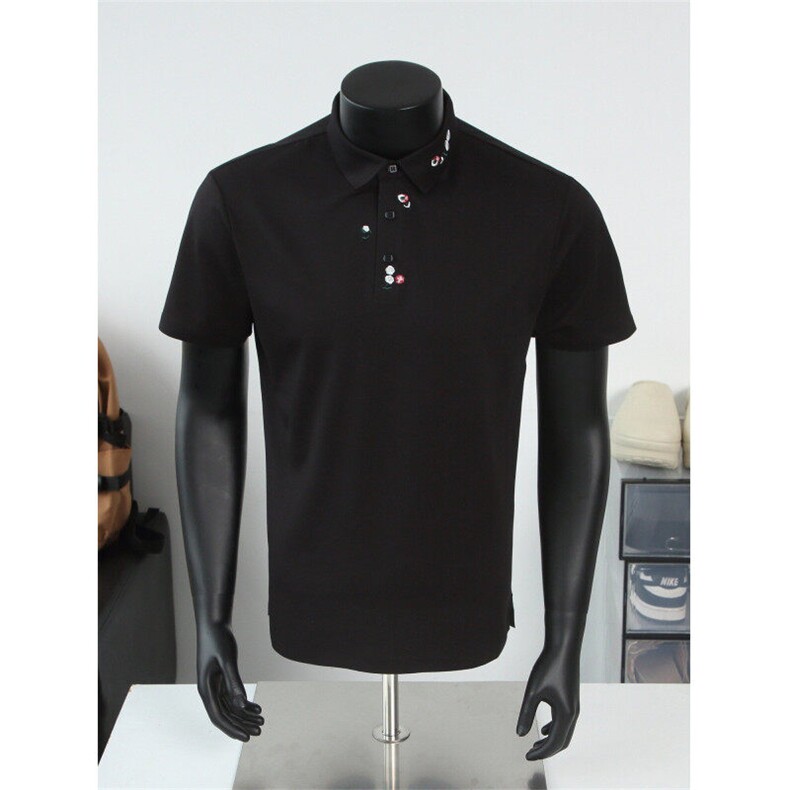 夏季领口花卉刺绣POLO衫时尚休闲短袖，A061-AT01533-特P35-假模,男装T恤,电商A061