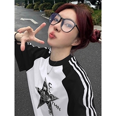黑袖拼白色