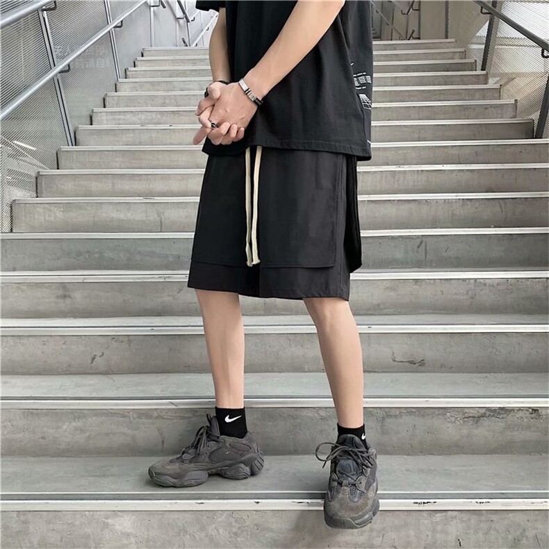 高街短裤男韩版潮流ins机能风假两件五分裤潮牌抽绳直筒DK633-p25,男装休闲裤,星座1008