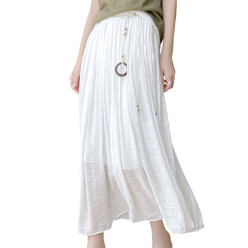 夏季新款简约时尚百搭女士腰绳半身裙,女装半身裙,朝贺羊绒