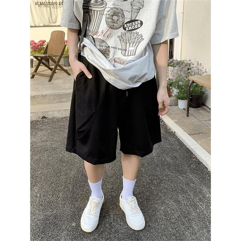 重磅短裤男女夏季潮牌廓形运动弯刀裤子宽松休闲五分裤YD16图片