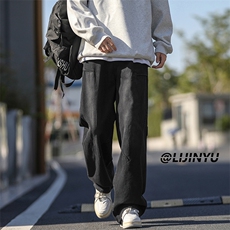 2024新款潮流美式牛仔裤高街潮牌宽松直筒阔腿休闲裤K780-特批-42，男装牛仔裤，星座718-1