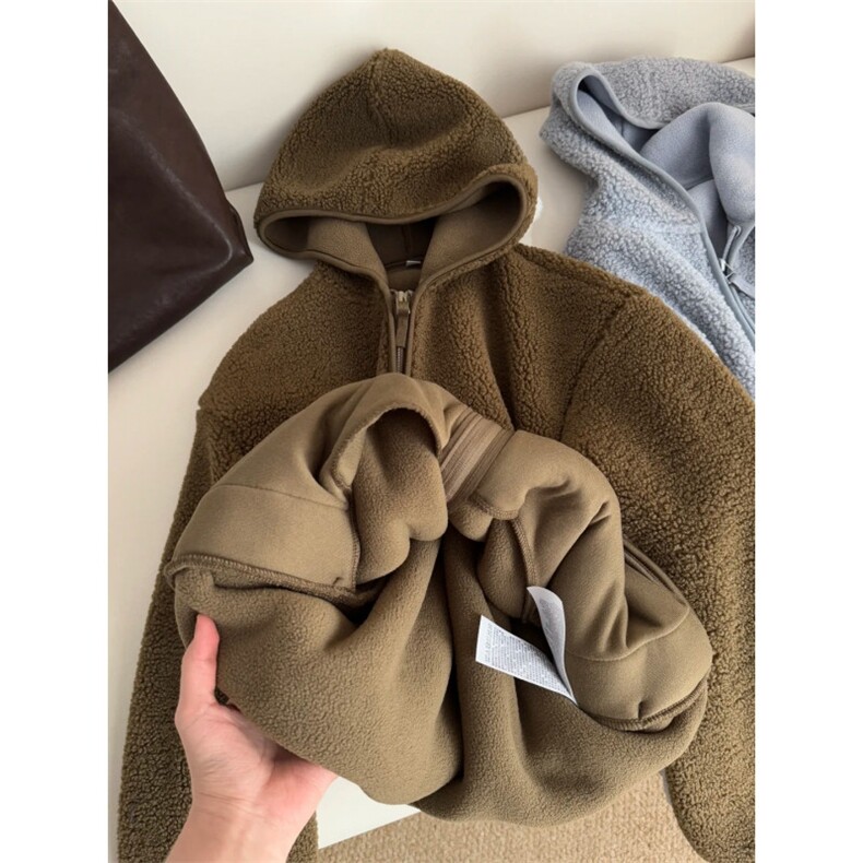 羊羔毛连帽外套130-GS06-P65成分100聚酯纤维,女装短外套,星座1302