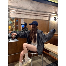 网图条纹连帽拉链外套男2026新款设计感宽松美式开衫卫衣特P68，女装短外套，电商C306-1