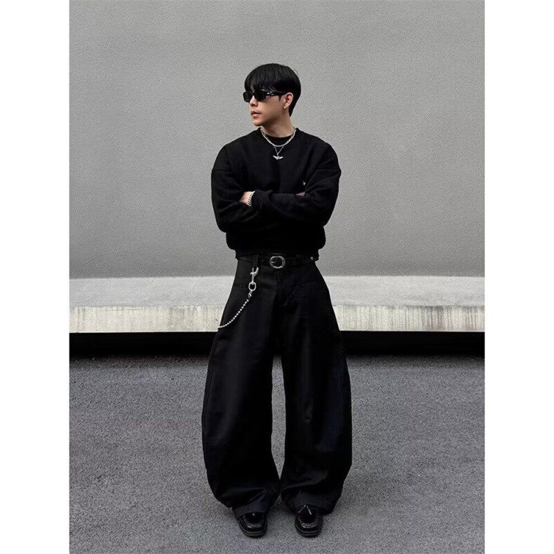 2025-XZ202-春季ins时尚高街hiphop弯刀休闲阔腿西裤-网络图,男装西裤,星座1002-2