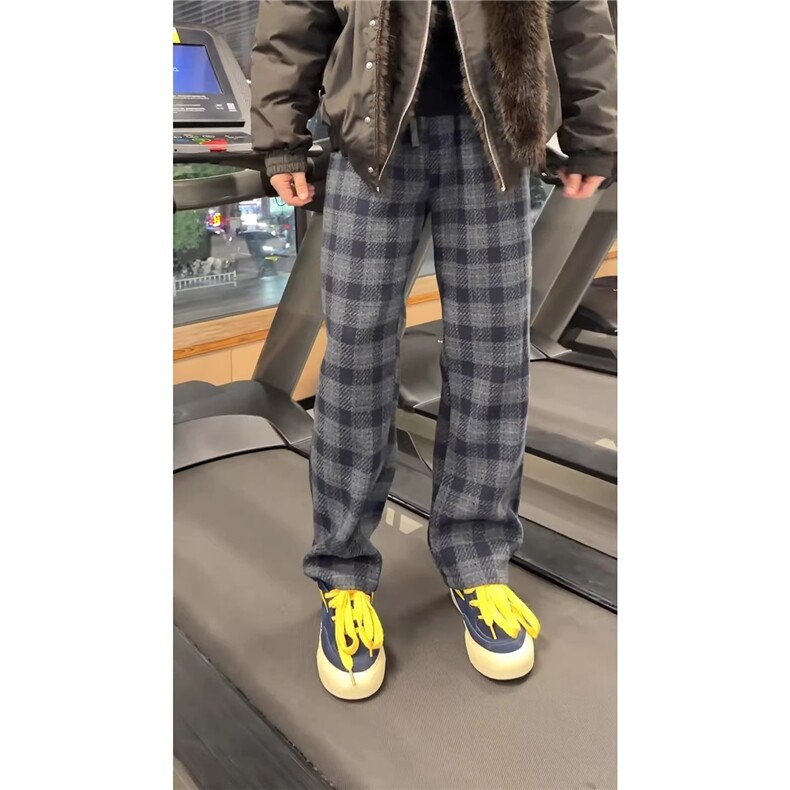 美式毛呢格子裤子男款慵懒风加厚运动休闲裤重磅裤子LCK199-P48,男装休闲裤,星座1008