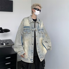 高街vibe黄泥染水洗复古牛仔外套男女新款宽松情侣夹克男W049，男装夹克，星座1116A-1（原606A）