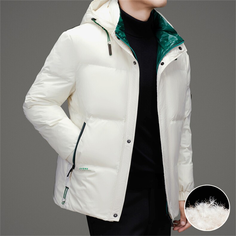 新标90绒防水黑金羽绒服外套男士秋冬时尚拆卸帽中年羽绒服大衣,男装羽绒服,钱塘723