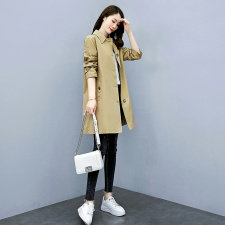2026新款女装经典撞色风衣修身显瘦长款外套时尚百搭气质大衣,女装风衣,衣之秀