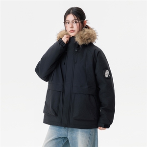 派克棉服男女同款貉子毛加厚外套图片