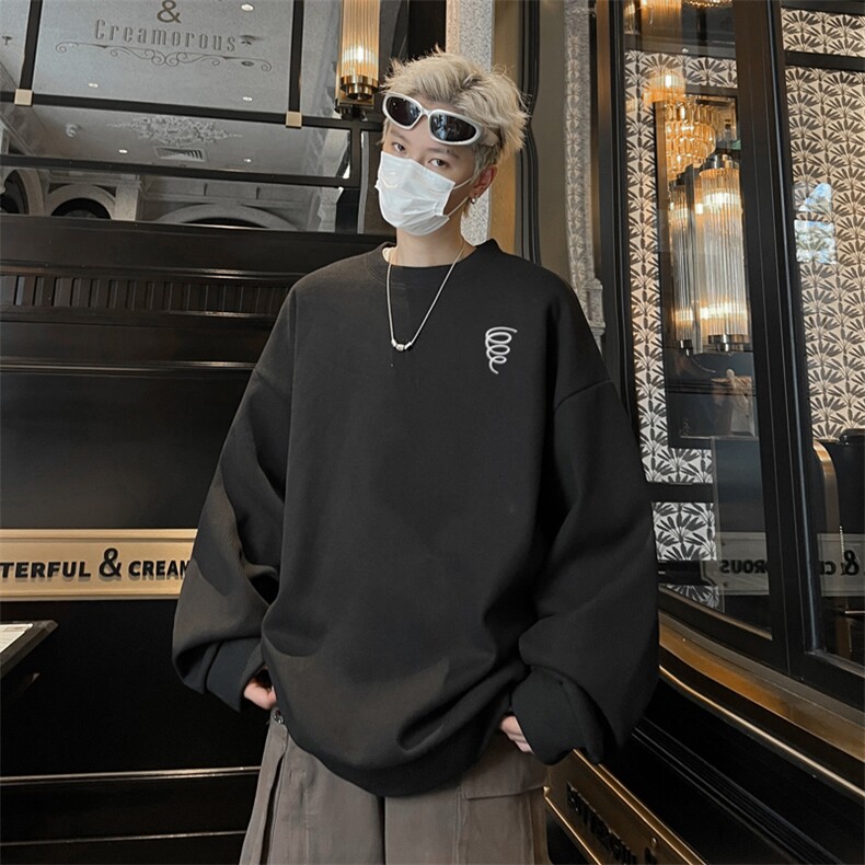 华夫格！华夫格上衣男圆领华夫格卫衣男大码长袖t恤男HY203-特P23,男装T恤,电商B367