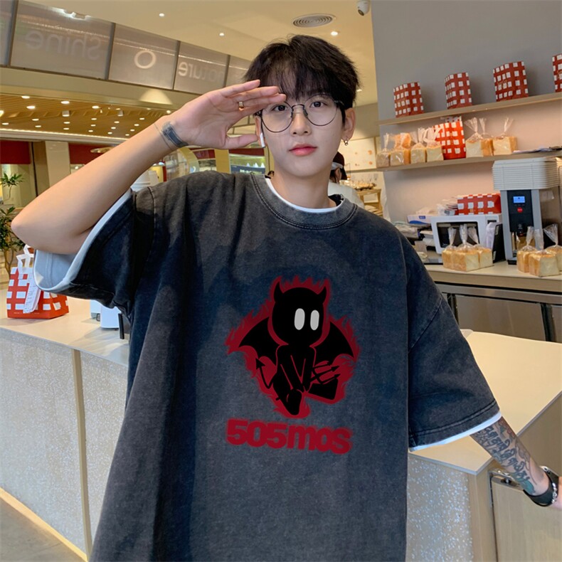 直播品质240克重磅水洗做旧短袖t恤男女SDX240-特P25控48,男装T恤,电商B367