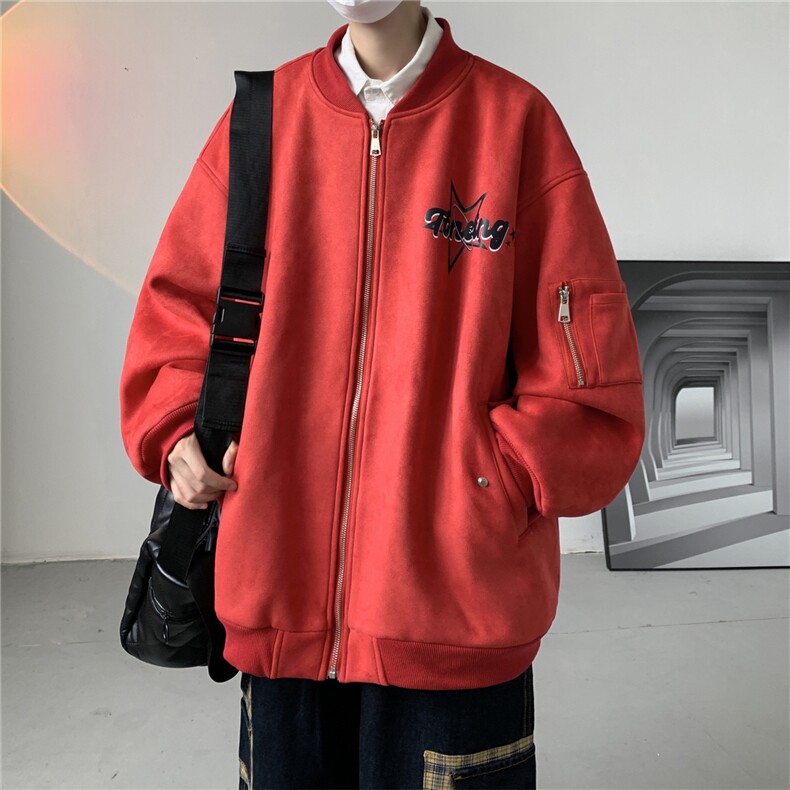 秋美式复古麂皮绒飞行棒球服男女夹克外套JF251-P80控108,男装夹克,电商B370