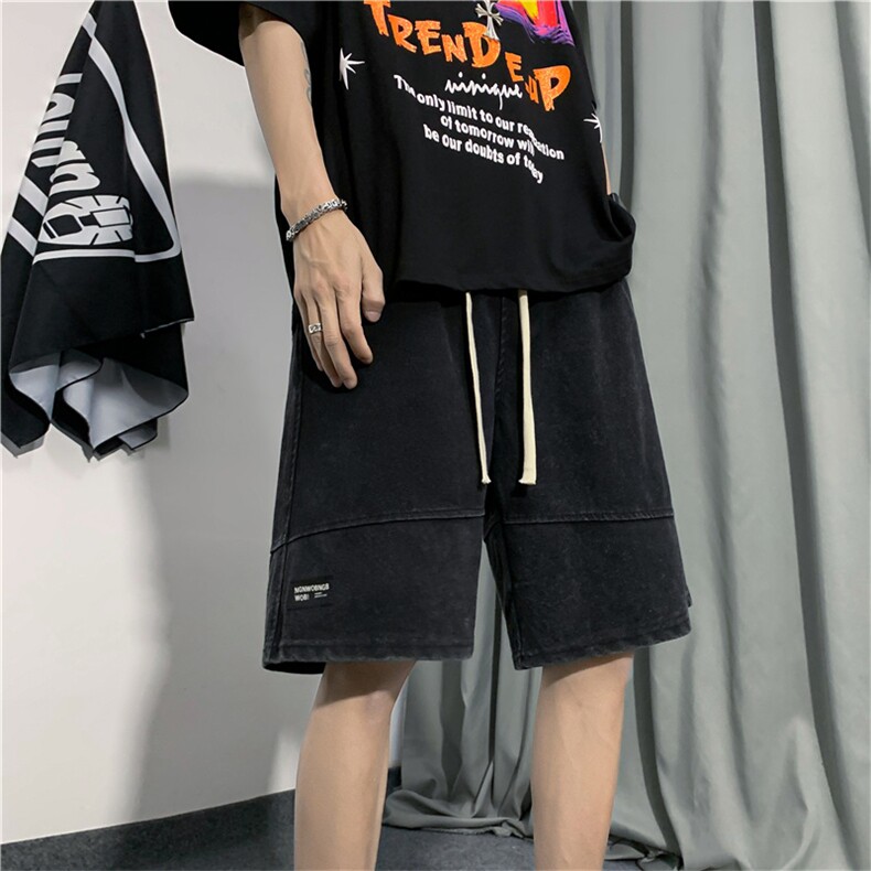 美式复古短裤男夏新款潮流街头宽松休闲水洗直筒五分裤DK093-P36图片