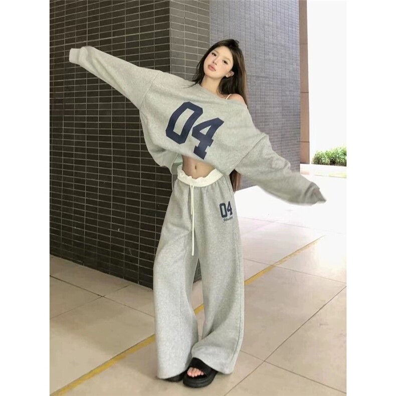 2025今年流行美式运动裤女春秋季新款高腰阔腿直筒休闲卫裤跳舞爵,男装休闲裤,星座506A