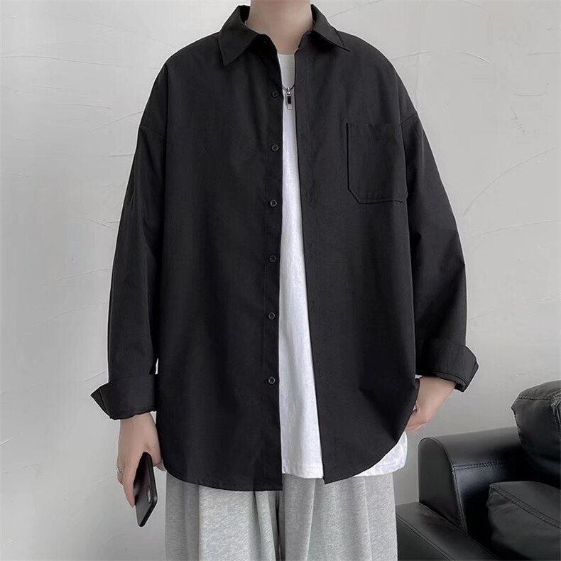长袖衬衫春款男港风潮流C18P30图片