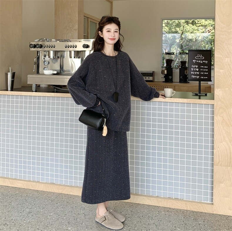 【春款主推】宽松彩织休闲上衣+高腰裙套装2D148-2609-P210-K315,女装套装/套裙,2D148
