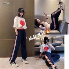 条子卫裤，女装休闲裤，女人阁