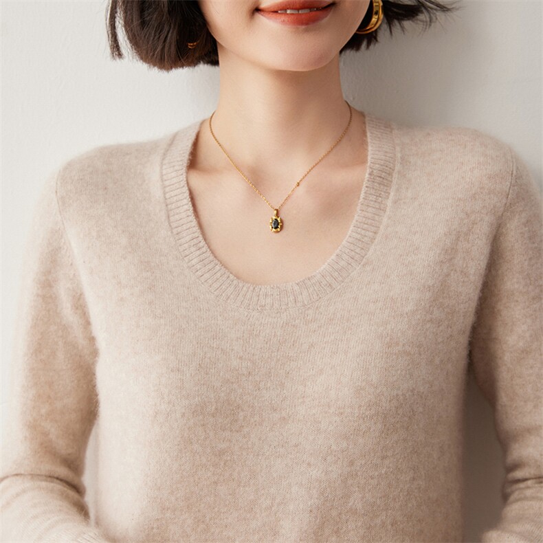 纯色打底衫女秋冬新款针织35%羊绒衫2024年秋冬季U领,女装羊绒衫,蒂暖羊绒