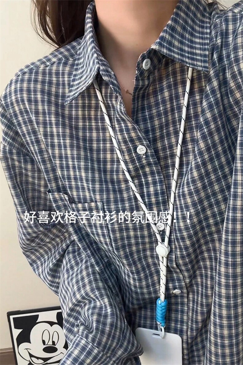 2026新款格子衬衫长袖慵懒风美式衬衣外套男女C64147-TP3059,男装衬衫,电商A102