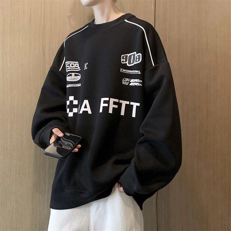 420克重磅华棉圆领机车印花卫衣W2315-P50,男装工装外套,电商A036A