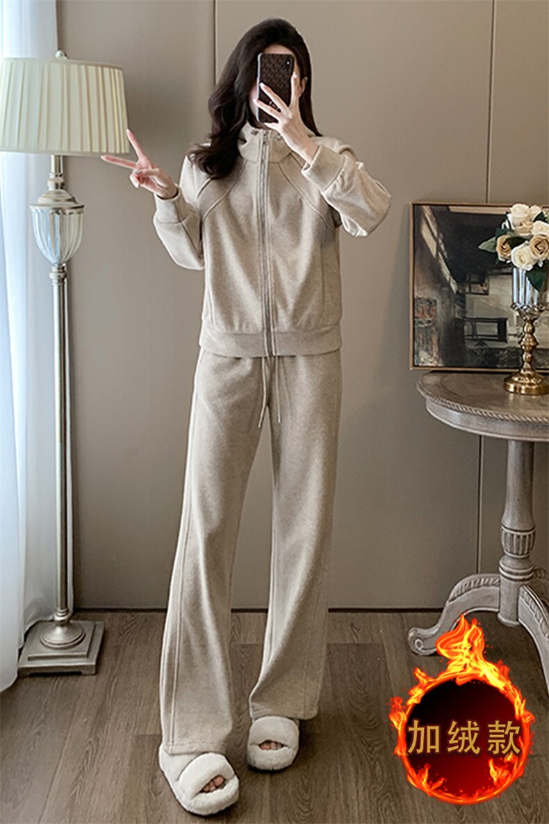 女秋冬新款时尚连帽开衫卫衣卫裤两件套,女装套装/套裙,江南