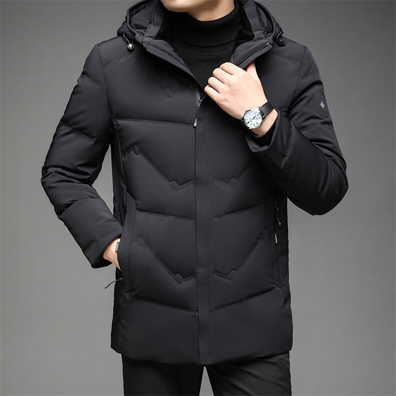 冬季90白鸭绒纯色潮流连帽羽绒服中年男士百搭外套DS-YR2803-P265,男装羽绒服,电商B212（原钱塘6029）