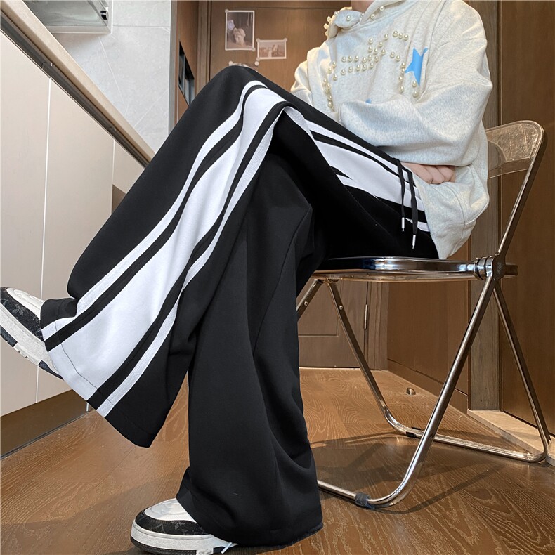 秋季新款美式重磅宽条纹运动宽松休闲卫裤B315-K25800-特p40控78,男装休闲裤,电商B315