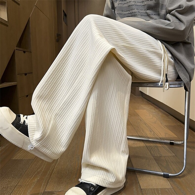 2026春季新款肌理感休闲裤男港风大码拖地阔腿裤K5634特P33控58，男装休闲裤，电商A001