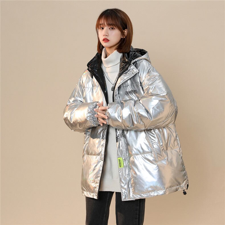 中性风22冬季炫彩亮面设计贴标保暖宽松连帽羽绒服YR102P255控298,男装羽绒服,A247A