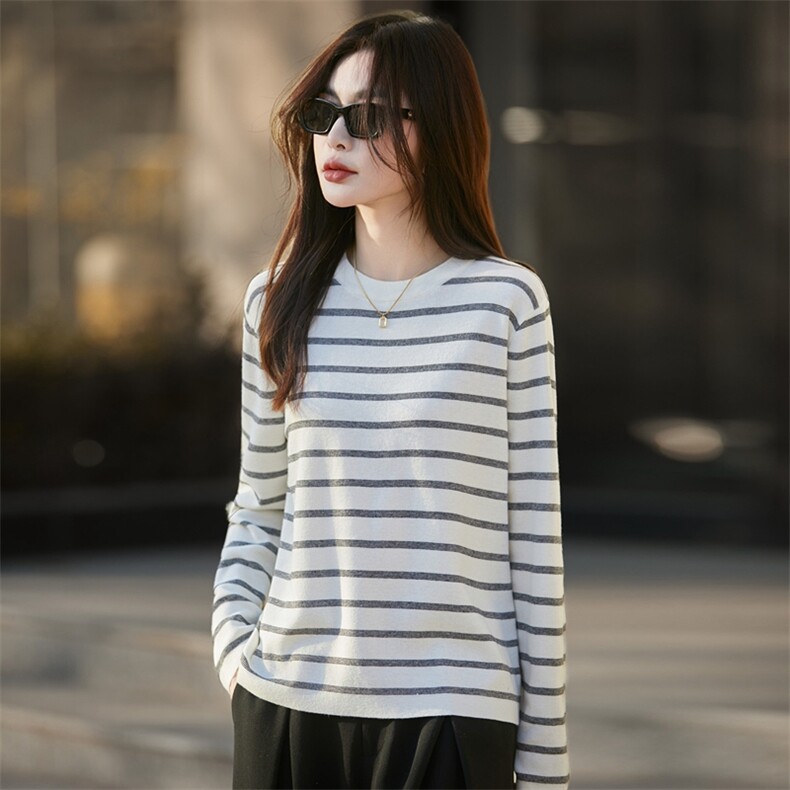 2025年秋季通勤套头时尚百搭通勤休闲长袖圆领，女装针织衫/毛衣，暖烁羊绒