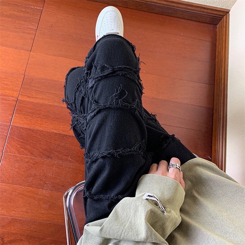 B221美式ins高街小众个性款修身弹力微喇牛仔裤LK23005-P70控98,男装牛仔裤,电商B221