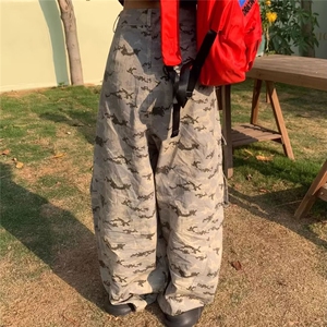 BTSG美式复古沙漠迷彩多口袋弯刀工装裤小众廓形阔腿伞兵休闲裤男图片